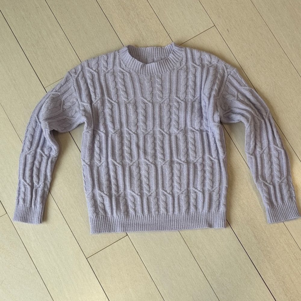 SHEIN Lilac Cable Knit Crewneck Sweater